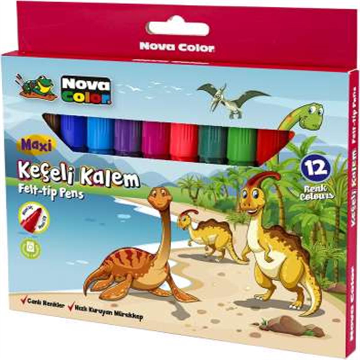 NOVA COLOR KEÇELİ KALEM MAXİ 12 RENK NC-873 1