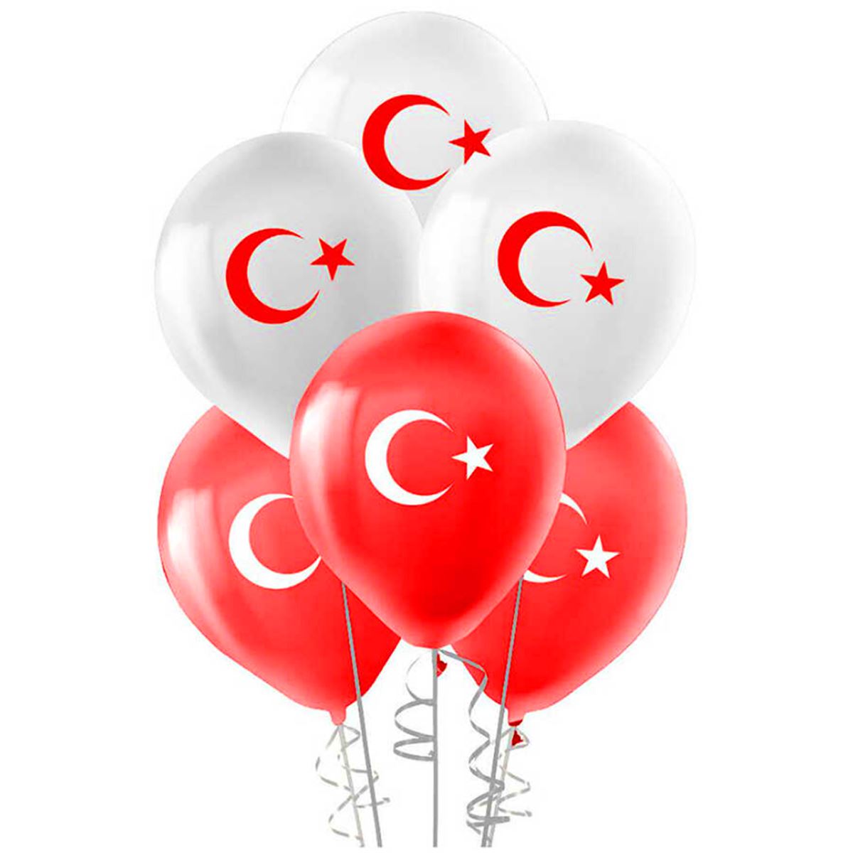 PAKO BALON 2002693 KIRMIZI-BEYAZ AY YILDIZ BASKILI 100 LÜ 1