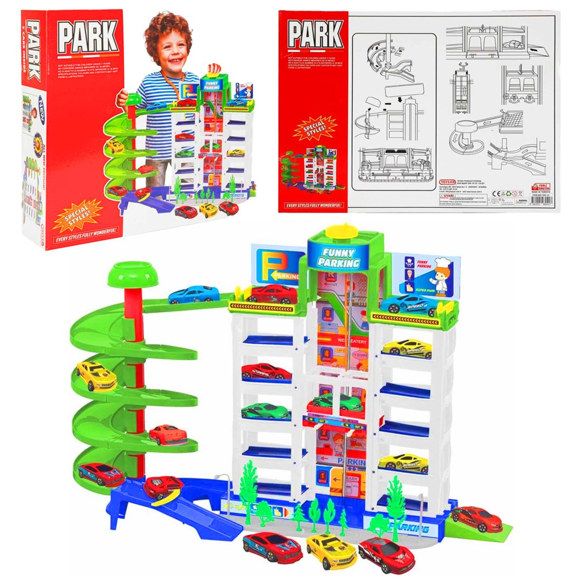 TOYSAN PARK TOY-41 ASANSÖRLÜ GARAJ SETİ 3 ARAÇ +3 1