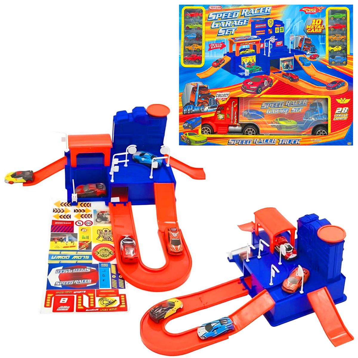 TOYSAN SPEED RACER GARAJE SET TOY-88 10 METAL ARABA +3 1