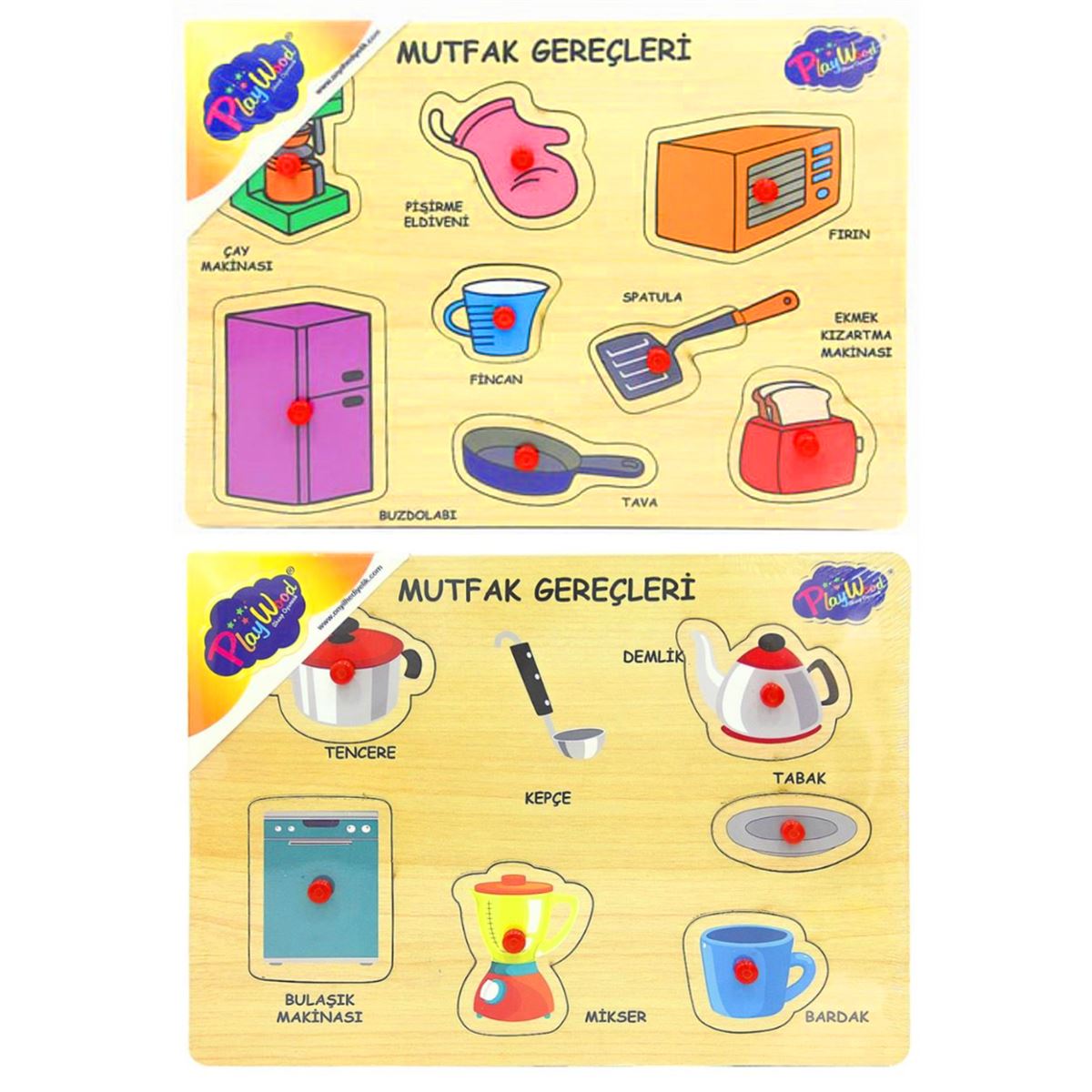 PLAY WOOD AHŞAP TUTMALI YAPBOZ ONY-168-169 MUTFAK GEREÇLERİ 18M+ 1