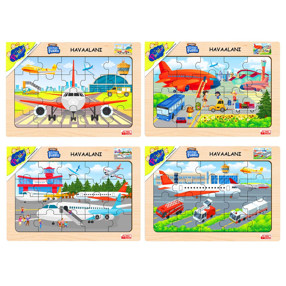 PLAY WOOD AHŞAP PUZZLE ONY-233-234-235-236 HAVAALANI 3+ 1