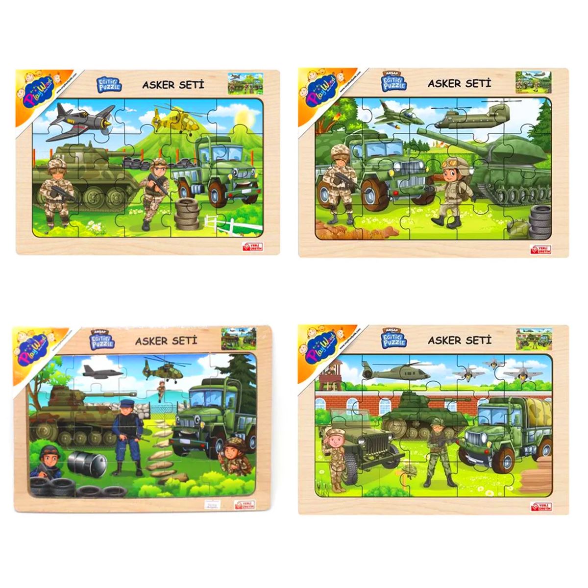 PLAY WOOD AHŞAP PUZZLE ONY-238-239-240-241 ASKER SETİ 3+ 1
