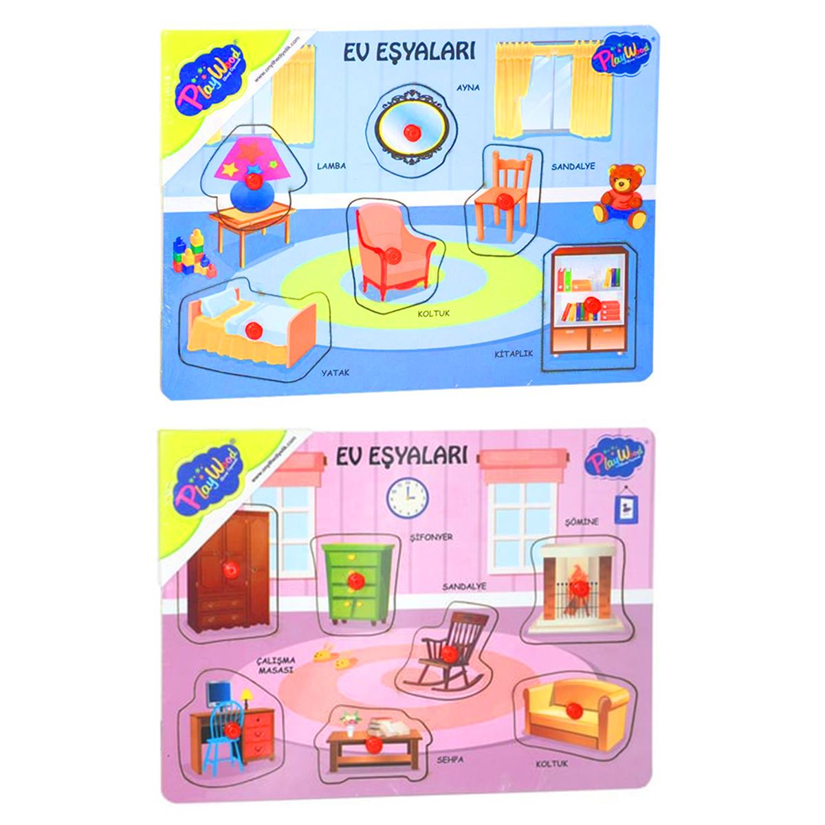 PLAY WOOD AHŞAP TUTMALI YAPBOZ ONY-281-282 EV EŞYALARI 18M+ 1
