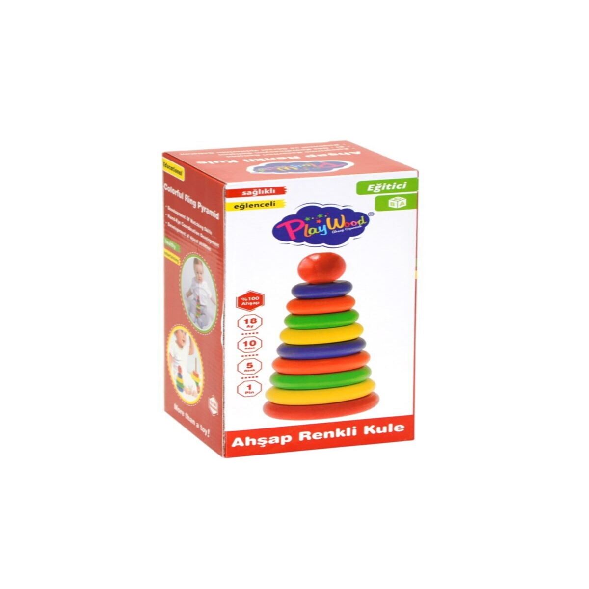 ONYIL OYUNCAK 307 AHŞAP RENLI KULE 1