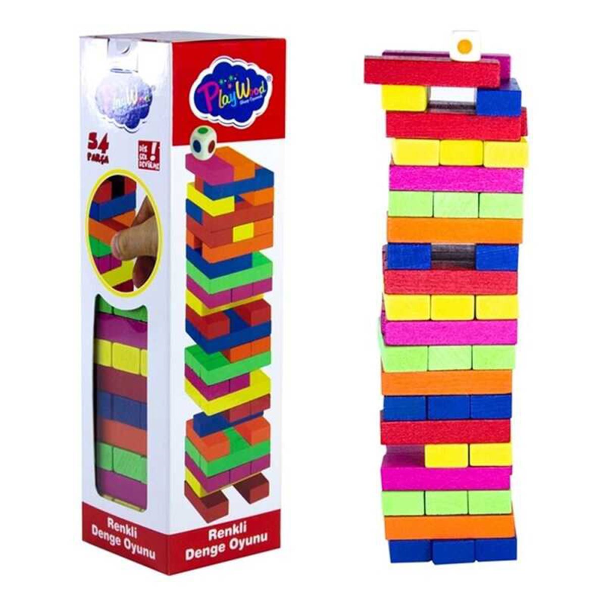 PLAY WOOD AHŞAP DENGE OYUNU RENKLİ ONY-310 54 PARÇA 3+ 1