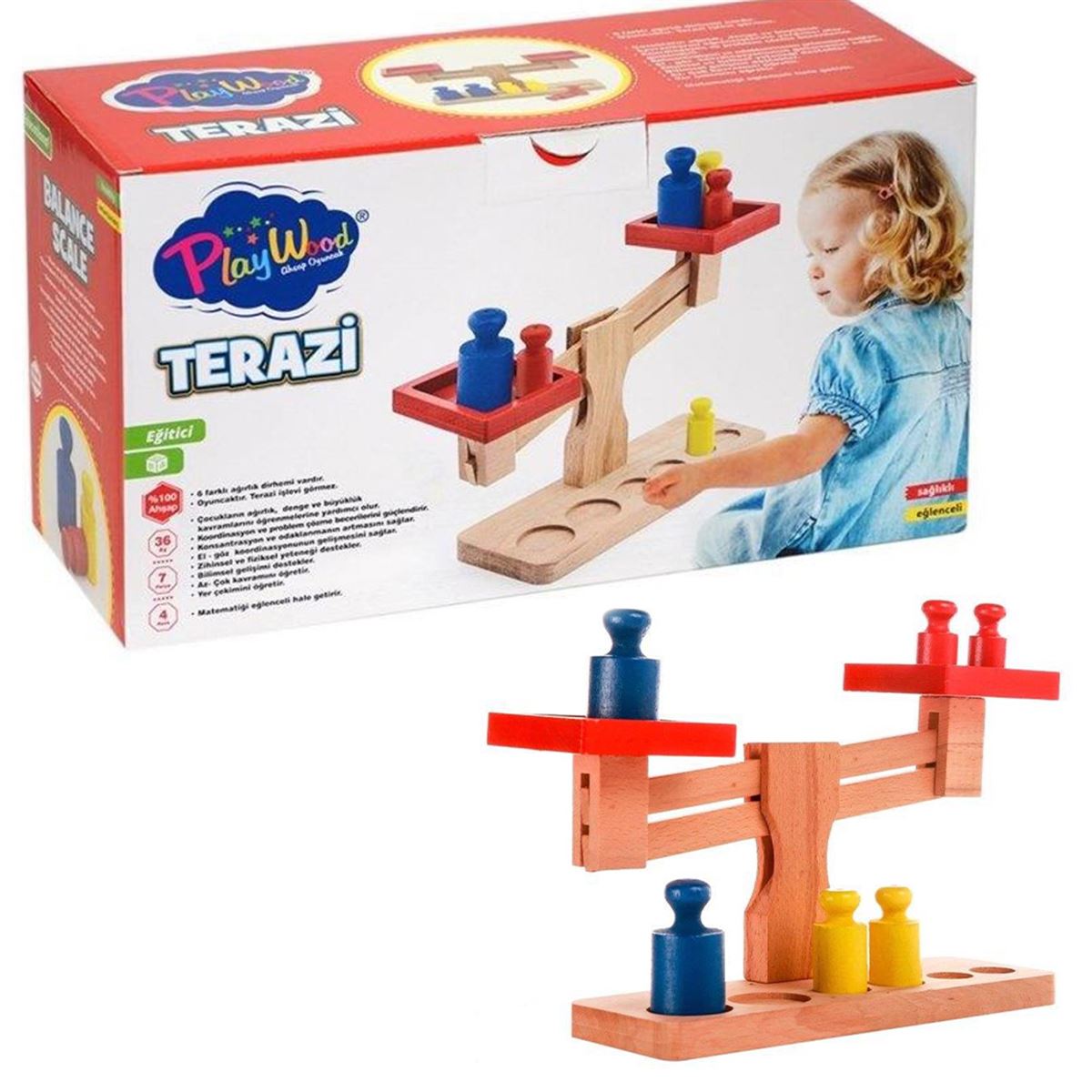PLAY WOOD AHŞAP TERAZİ ONY-313 7 PARÇA 36M+ 1