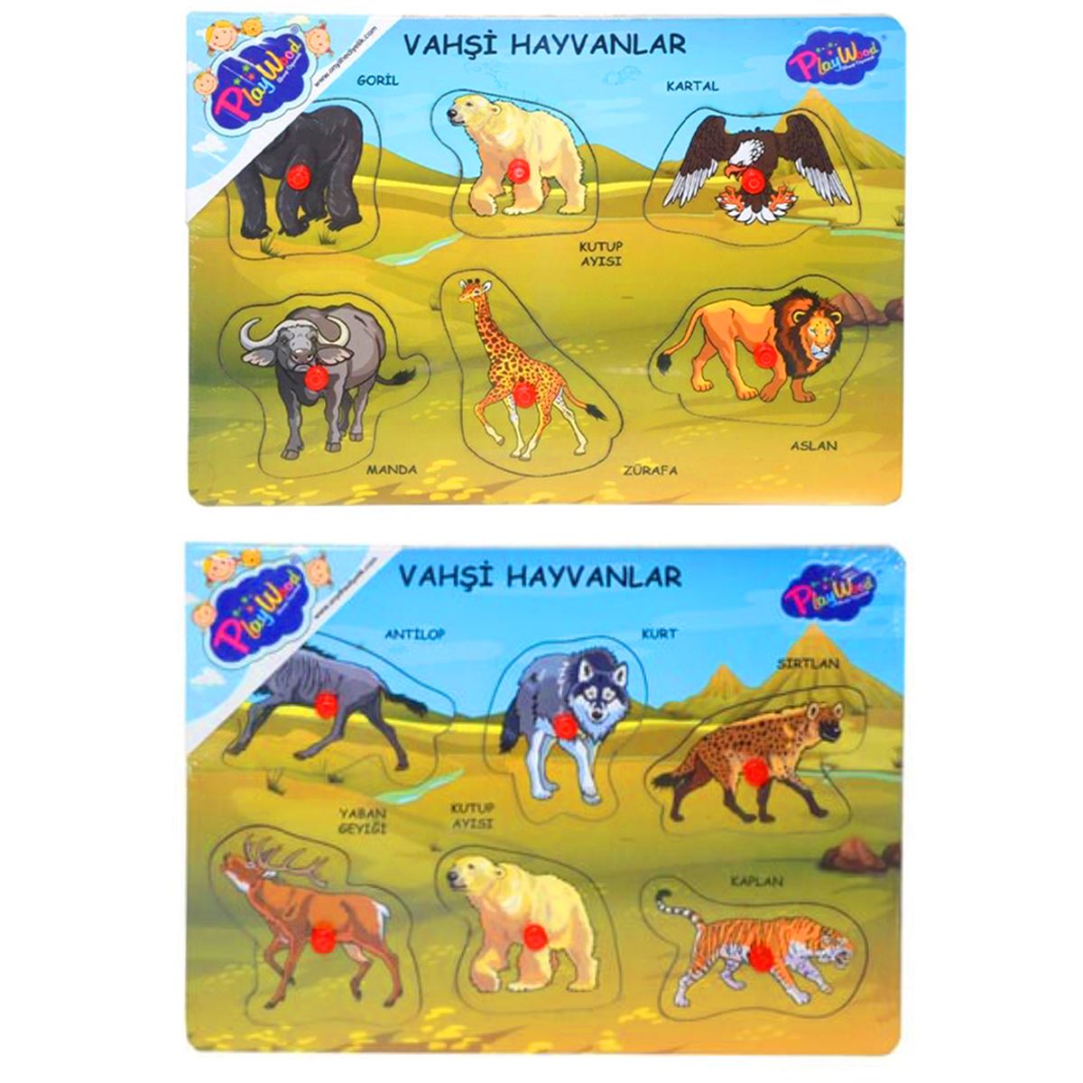 PLAY WOOD AHŞAP TUTMALI YAPBOZ ONY-328-329 VAHŞİ HAYVANLAR 18M+ 1