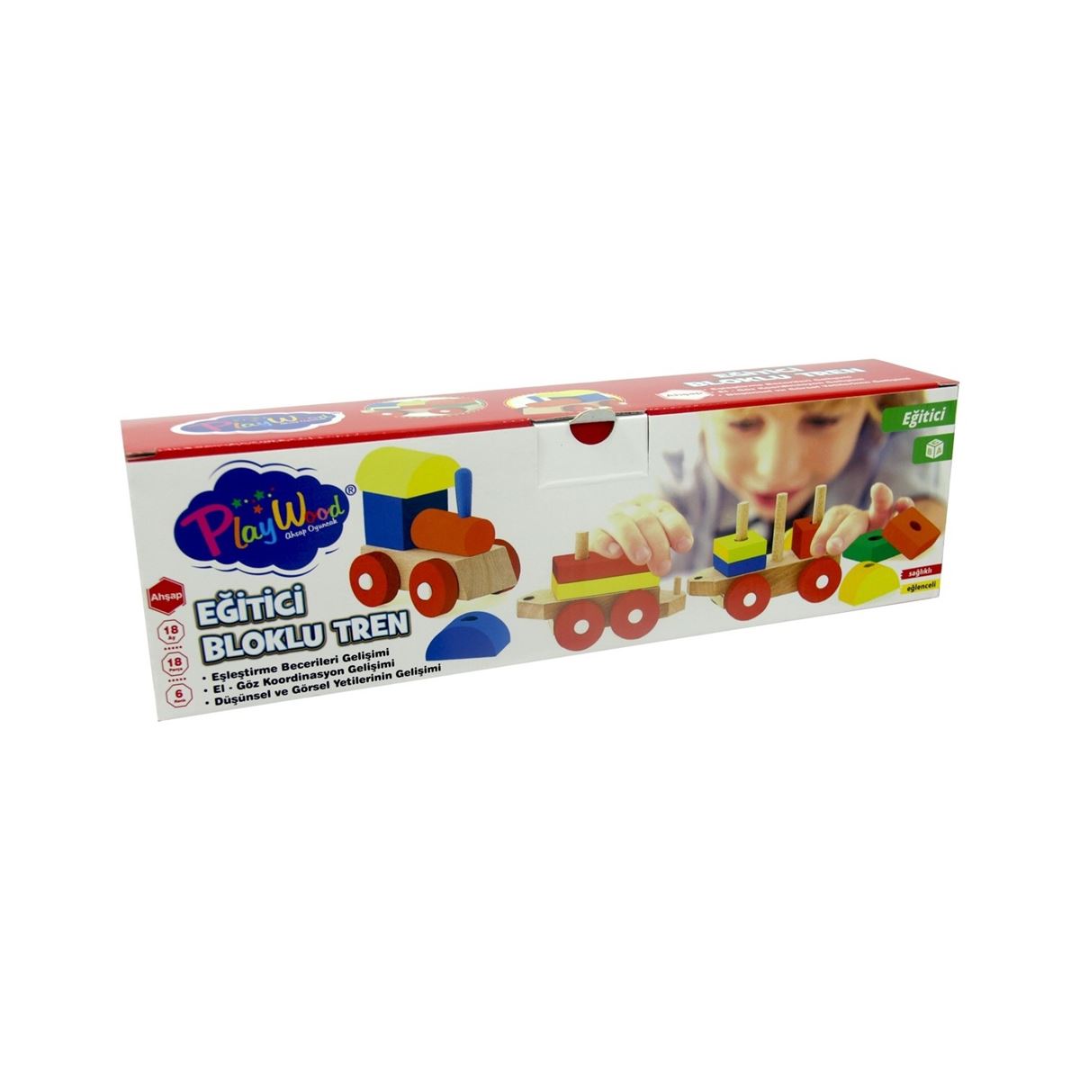 PLAY WOOD AHŞAP EĞİTİCİ BLOKLU TREN ONY-351 18 PARÇA 18M+ 1