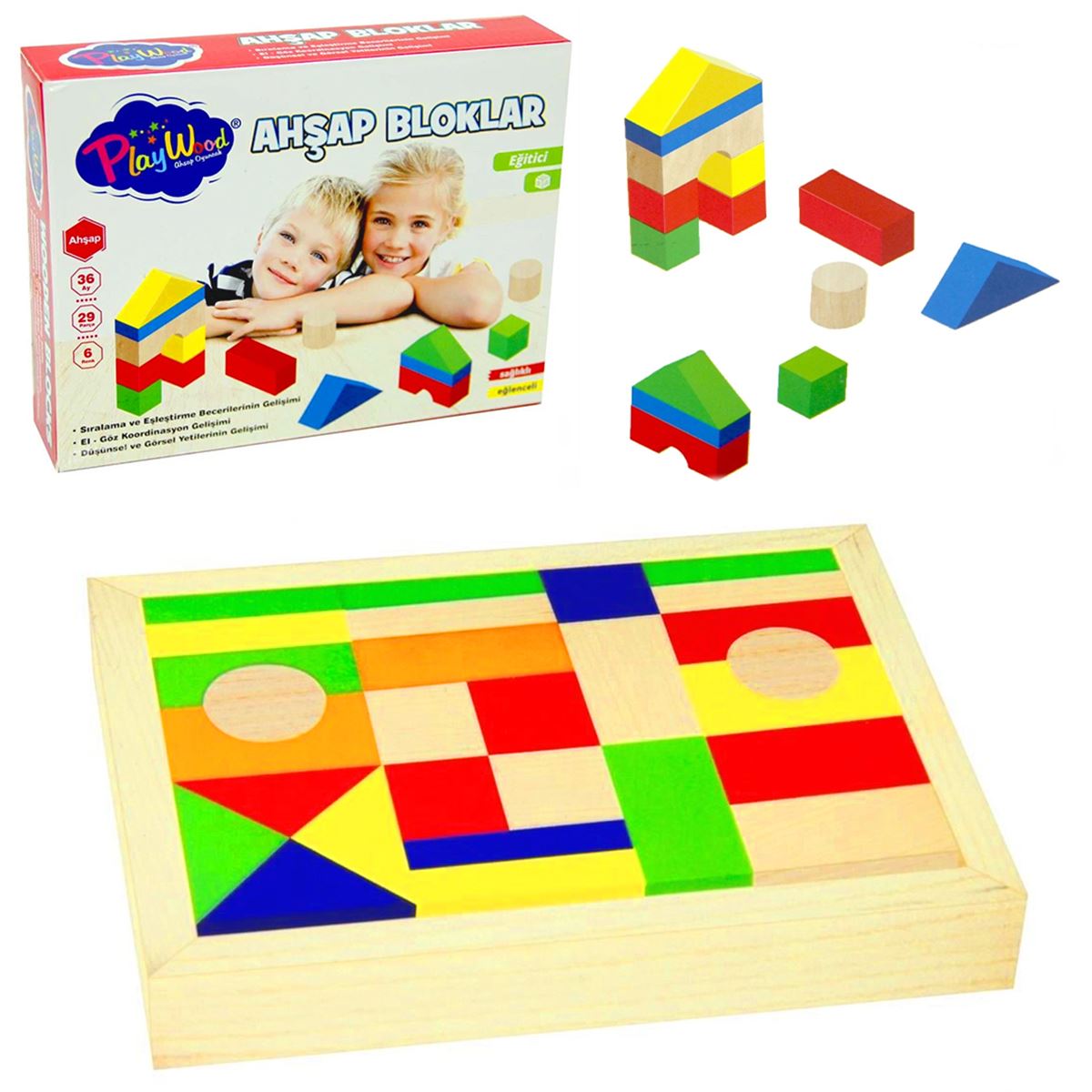 PLAY WOOD AHŞAP BLOKLAR ONY-356 29 PARÇA 36M+ 1