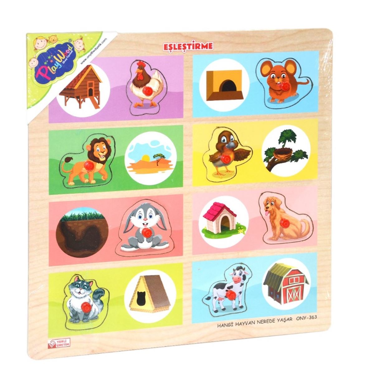 PLAY WOOD AHŞAP TUTMALI YAPBOZ ONY-363-364 HANGİ HAYVAN NERDE YAŞAR EŞLEŞTİRME 3+ 1