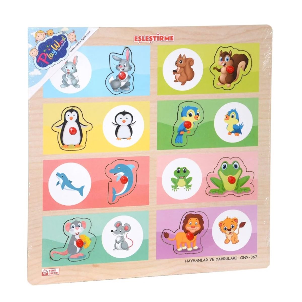 PLAY WOOD AHŞAP TUTMALI YAPBOZ ONY-366-367 HAYVANLAR VE YAVRULARI EŞLEŞTİRME 3+ 1
