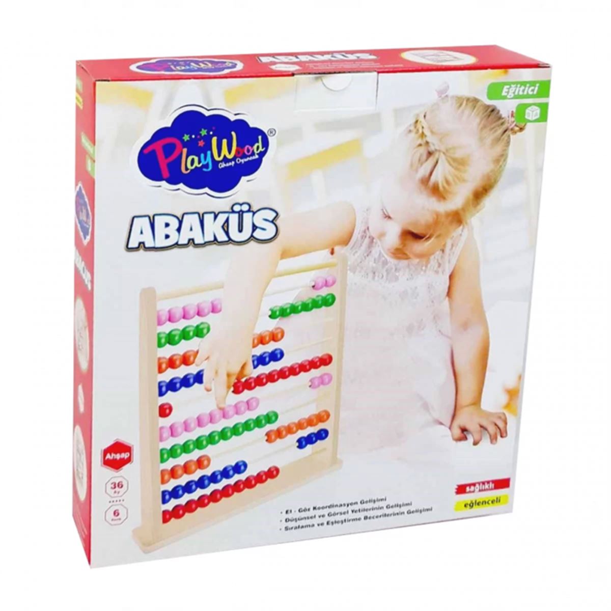 PLAY WOOD AHŞAP BÜYÜK ABAKÜS ONY-378 6 RENK 36M+ 1