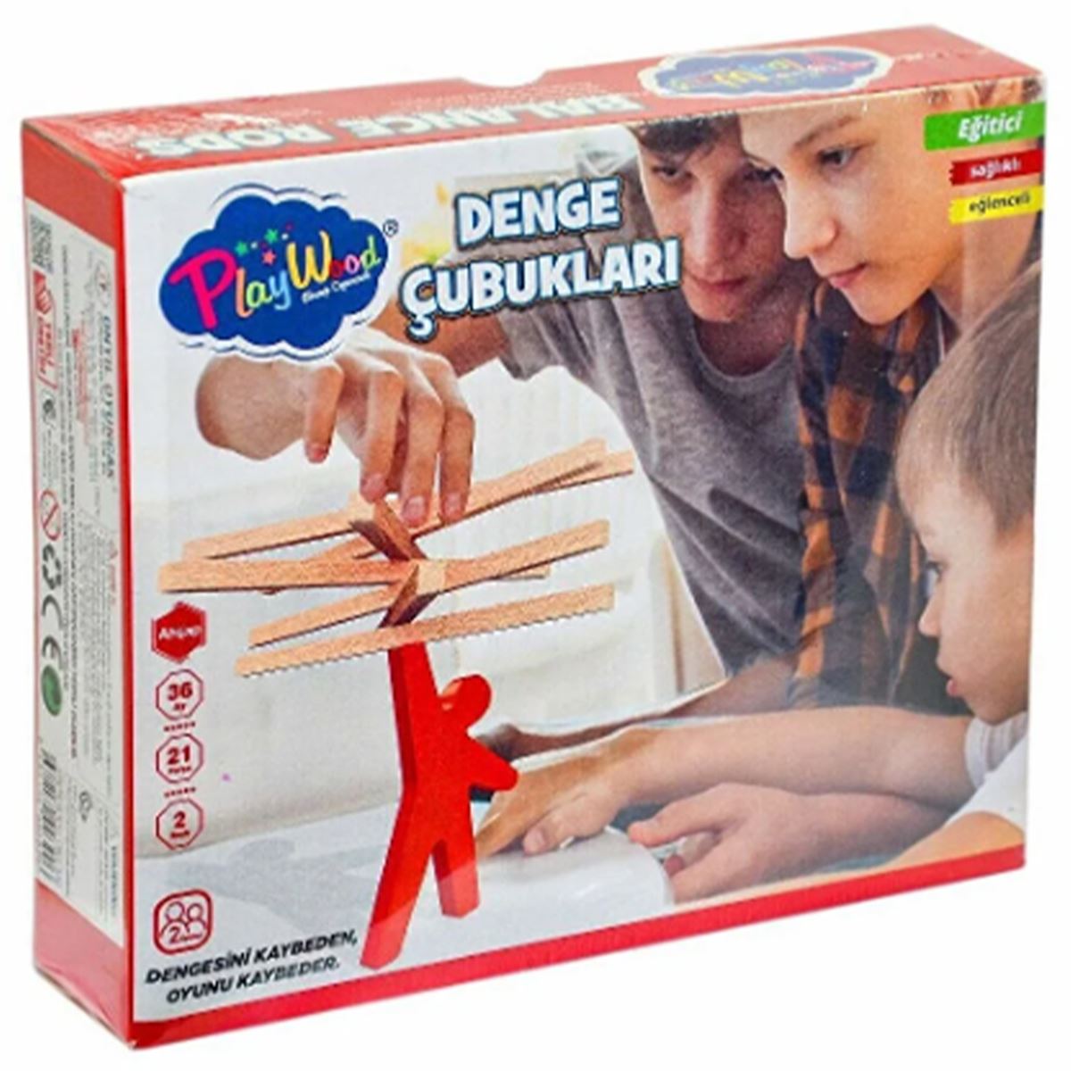 PLAY WOOD AHŞAP DENGE ÇUBUKLARI ONY-390 2 RENK 21 PARÇA 36M+ 1