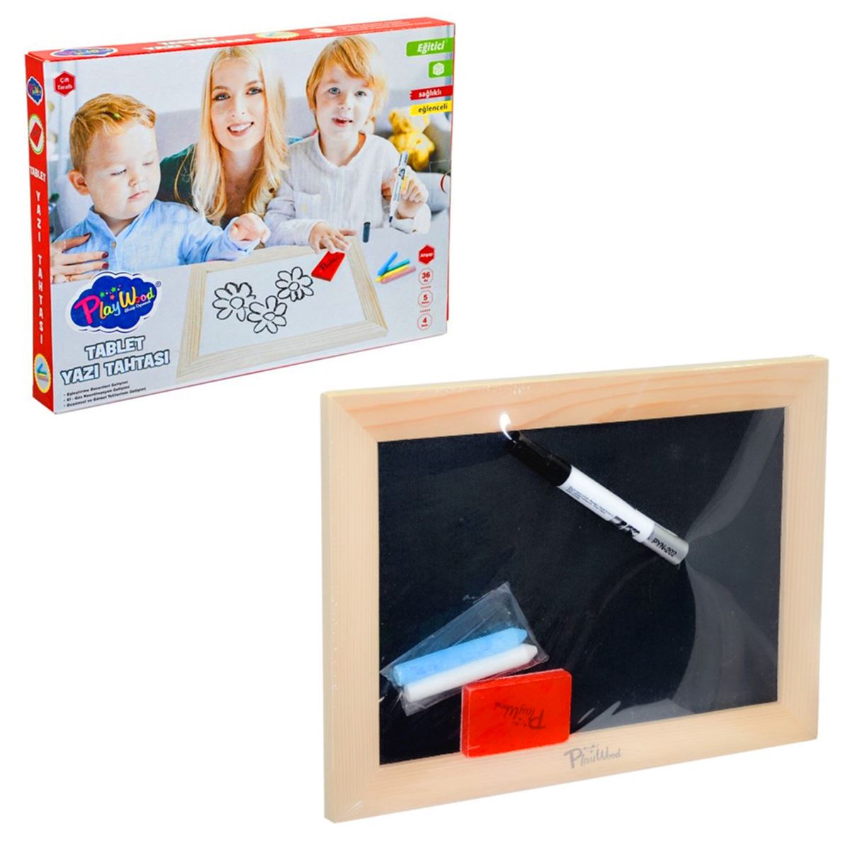 PLAY WOOD AHŞAP TABLET YAZI TAHTASI ONY-391 4 RENK 5 PARÇA 36M+ 1