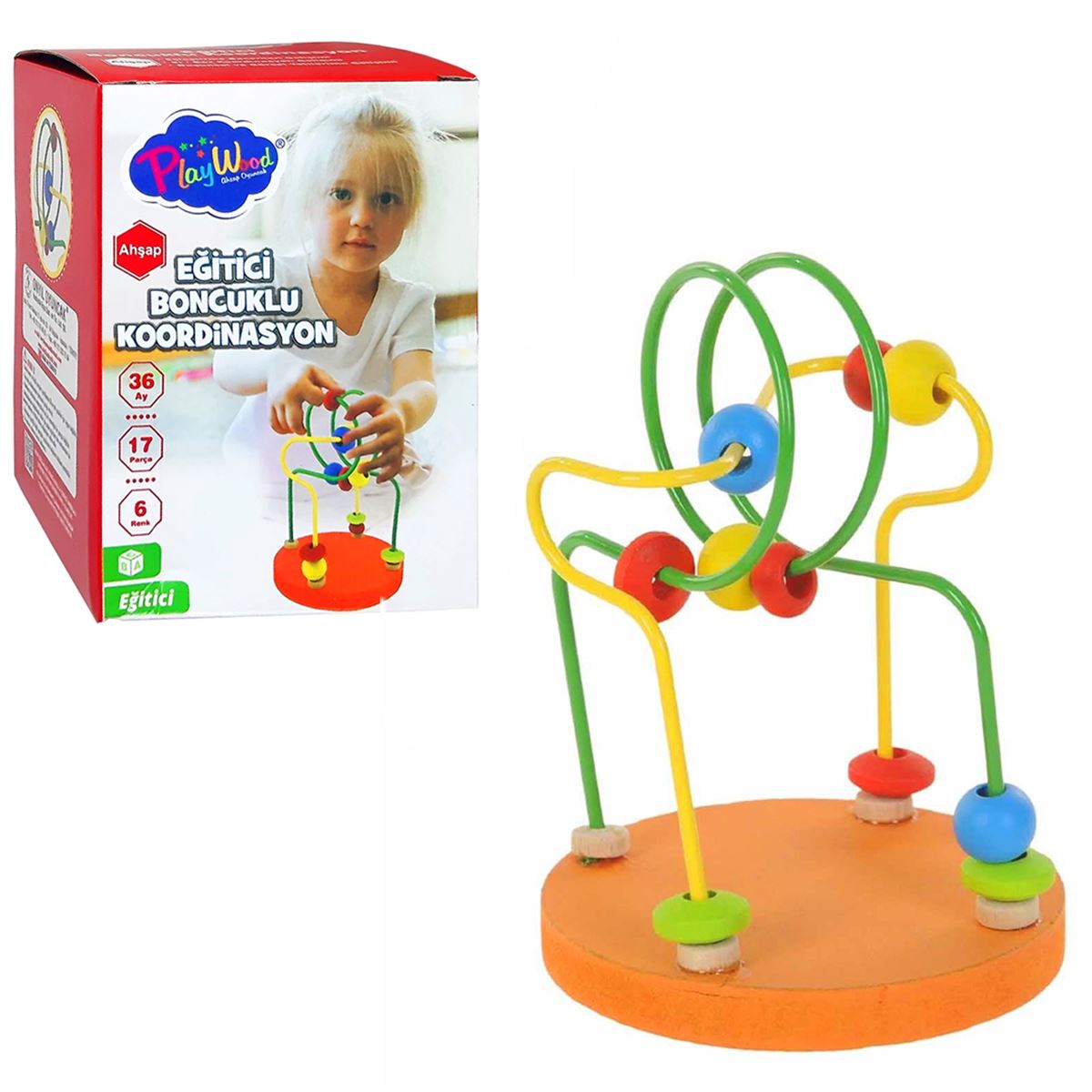 PLAY WOOD AHŞAP EĞİTİCİ BONCUKLU KOORDİNASYON ONY-394 17 PARÇA 36M+ 1