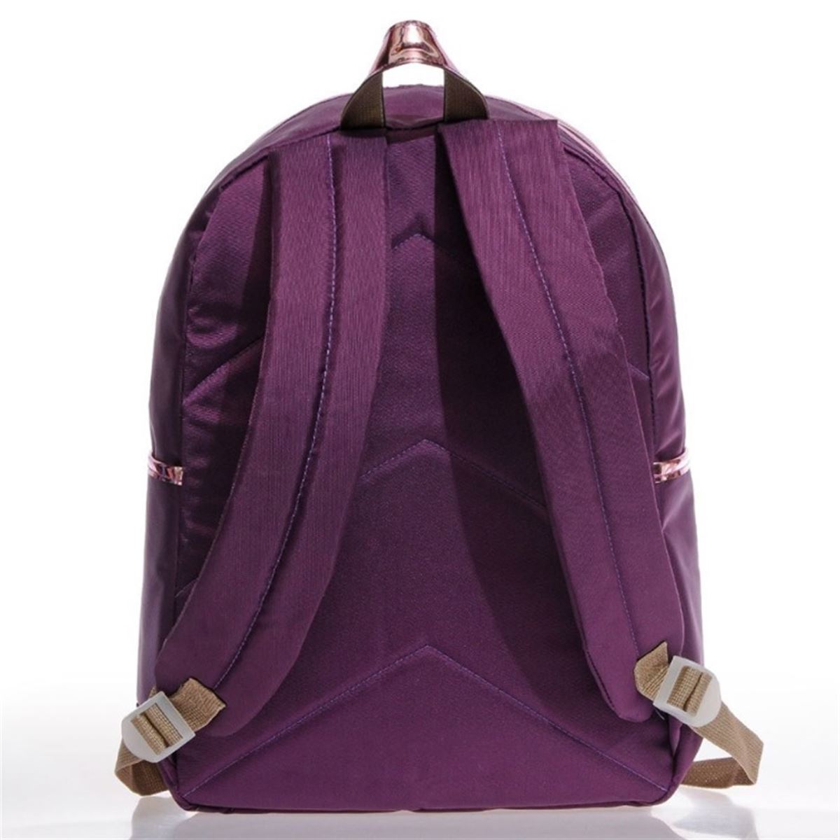 KAUKKO BRİGHT OKUL ÇANTASI AYNALI MOR K1102 ÜÇ BÖLMELİ 1