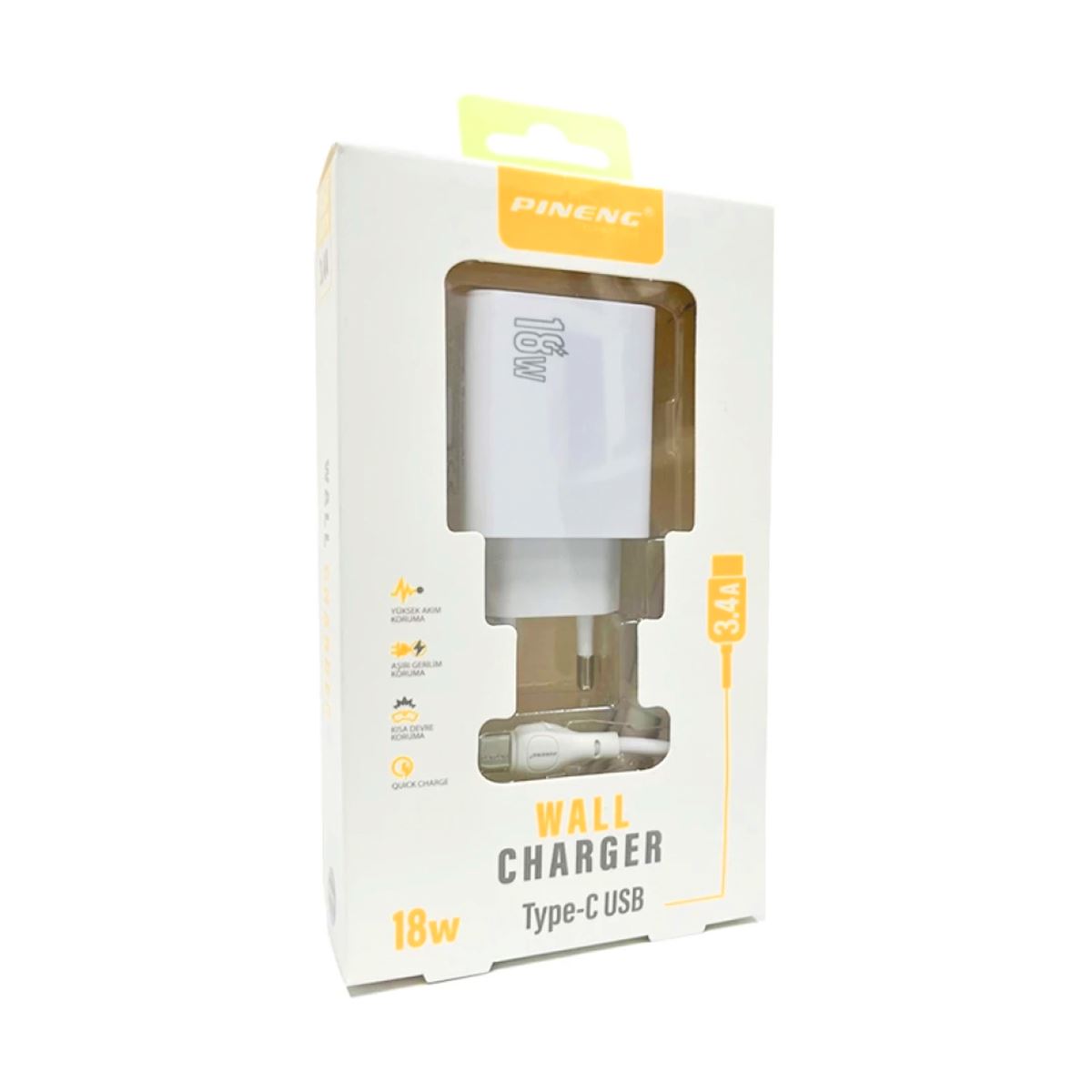 PİNENG ŞARJ ADAPTÖRÜ PN-506 TYPE-C BEYEAZ 18W 1