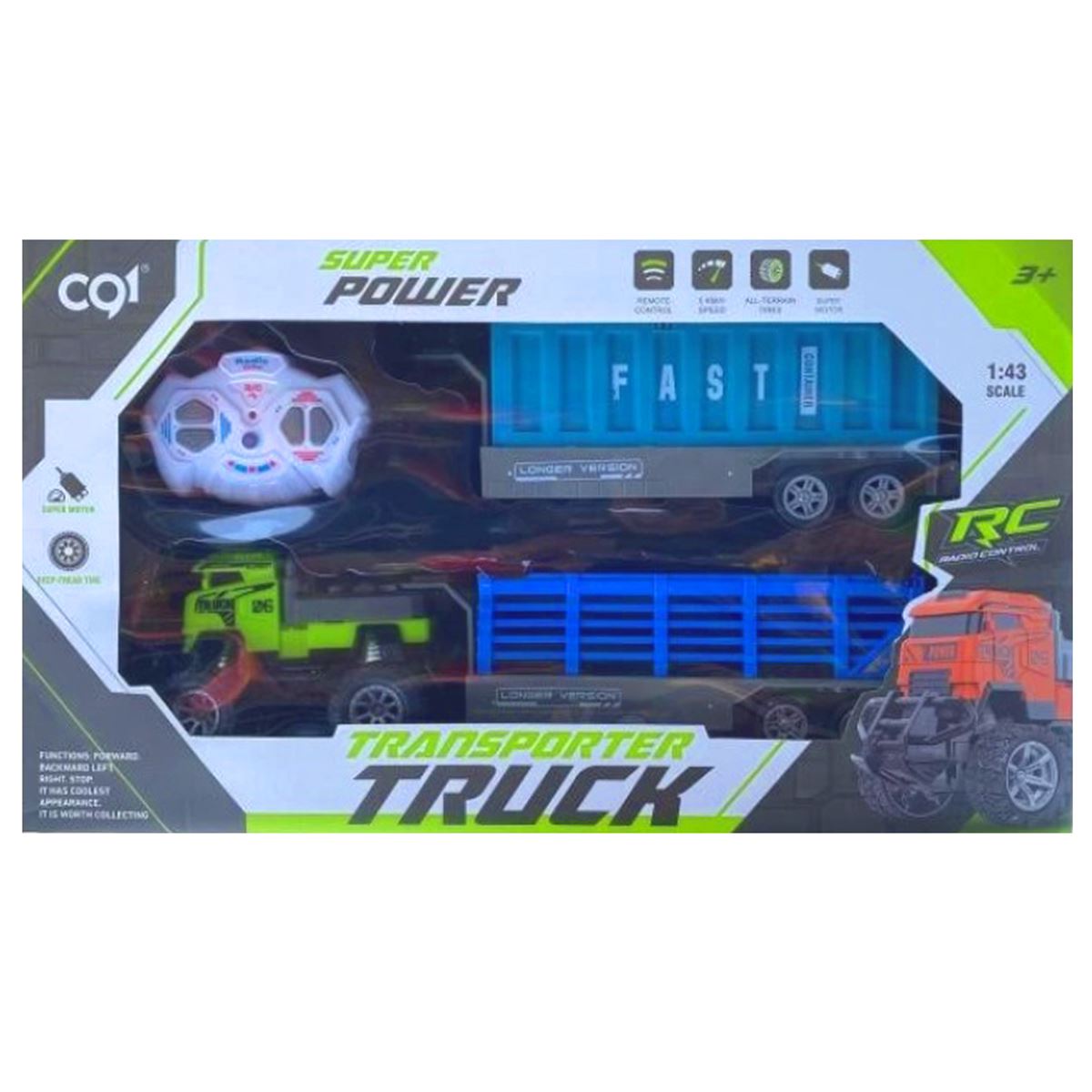 CANEM KUMANDALI TIR 091-206 TRANSPORTER TRUCK 1:43 ŞARJLI PİLLİ 3+ 1