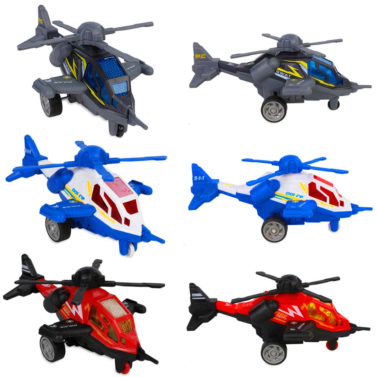 CANEM SÜRTMELİ HELİKOPTER D500-06 SESLİ IŞIKLI 3 RENK 6 LI 3+ 1