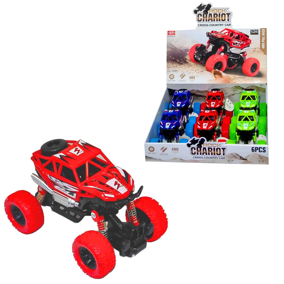 CANEM ROCK CHARİOT 2018-35 ÇEKBIRAK BASBIRAK JEEP 4WD 1:26 3 RENK 6 LI 3+ 1