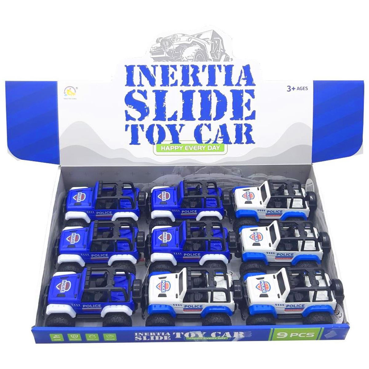 CANEM SÜRTMELİ POLİS JEEP BHX804 İNTERTİA SLİDE TOY CAR 2 RENK 9 LU 3+ 1