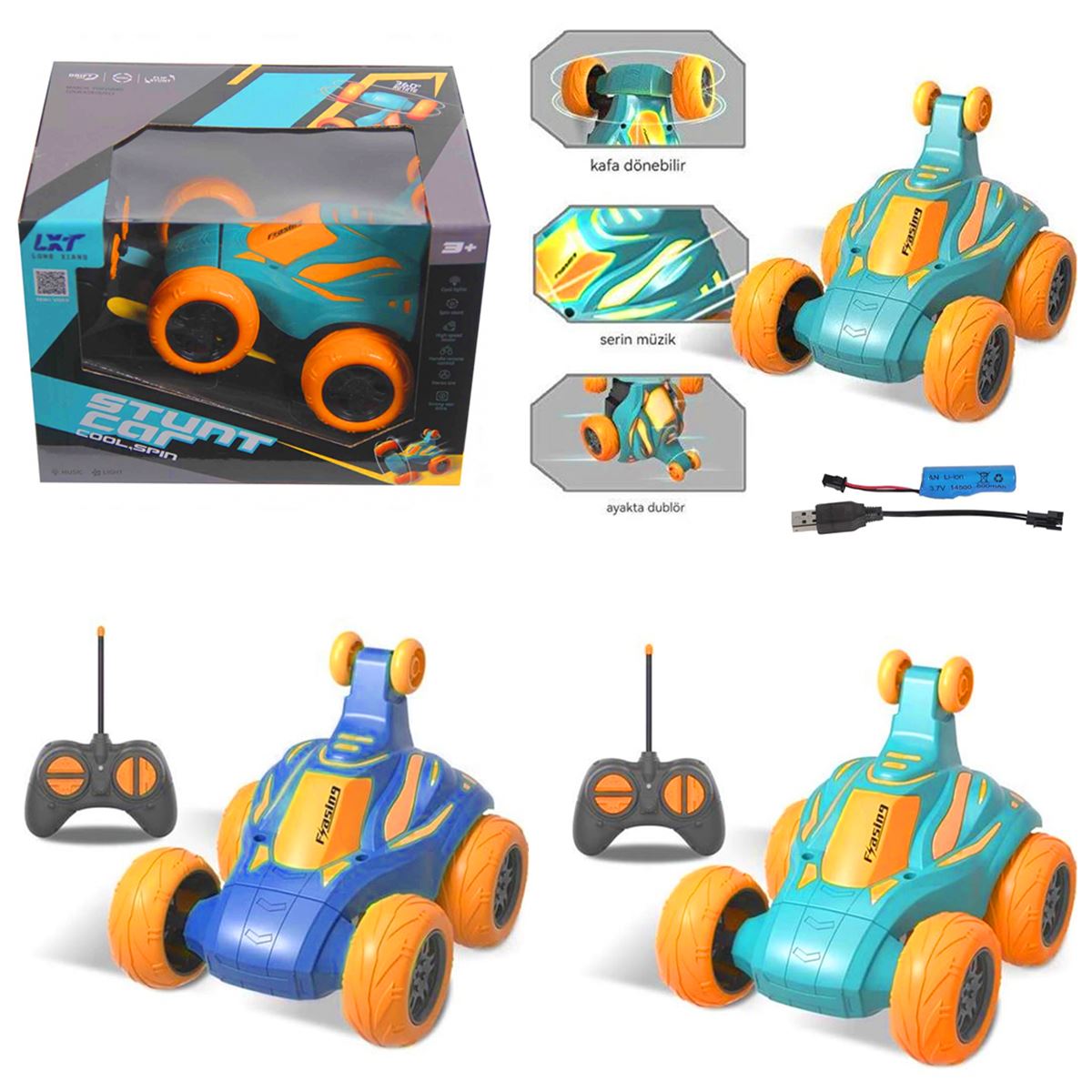 CANEM KUMANDALI AKROBATİK ARABA 9061 ŞARZLI SESLİ IŞIKLI 3+ 1