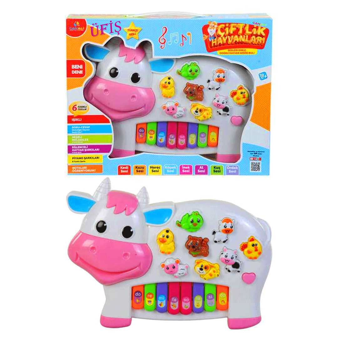 CAN ALİ TOYS İNEK PİYANO CNL-2222 ÇİFTLİK HAYVANLARI SESLİ IŞIKLI 18M+ 1
