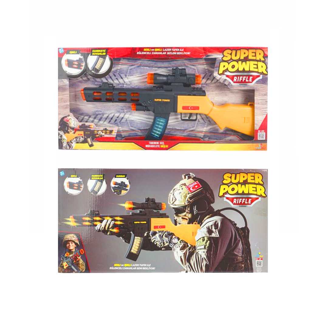 CAN ALİ TOYS SÜPER POWER TÜFEK CNL-3805 HAREKETLİ KOVAN IŞIKLI SESLİ PİLLİ 3+ 1