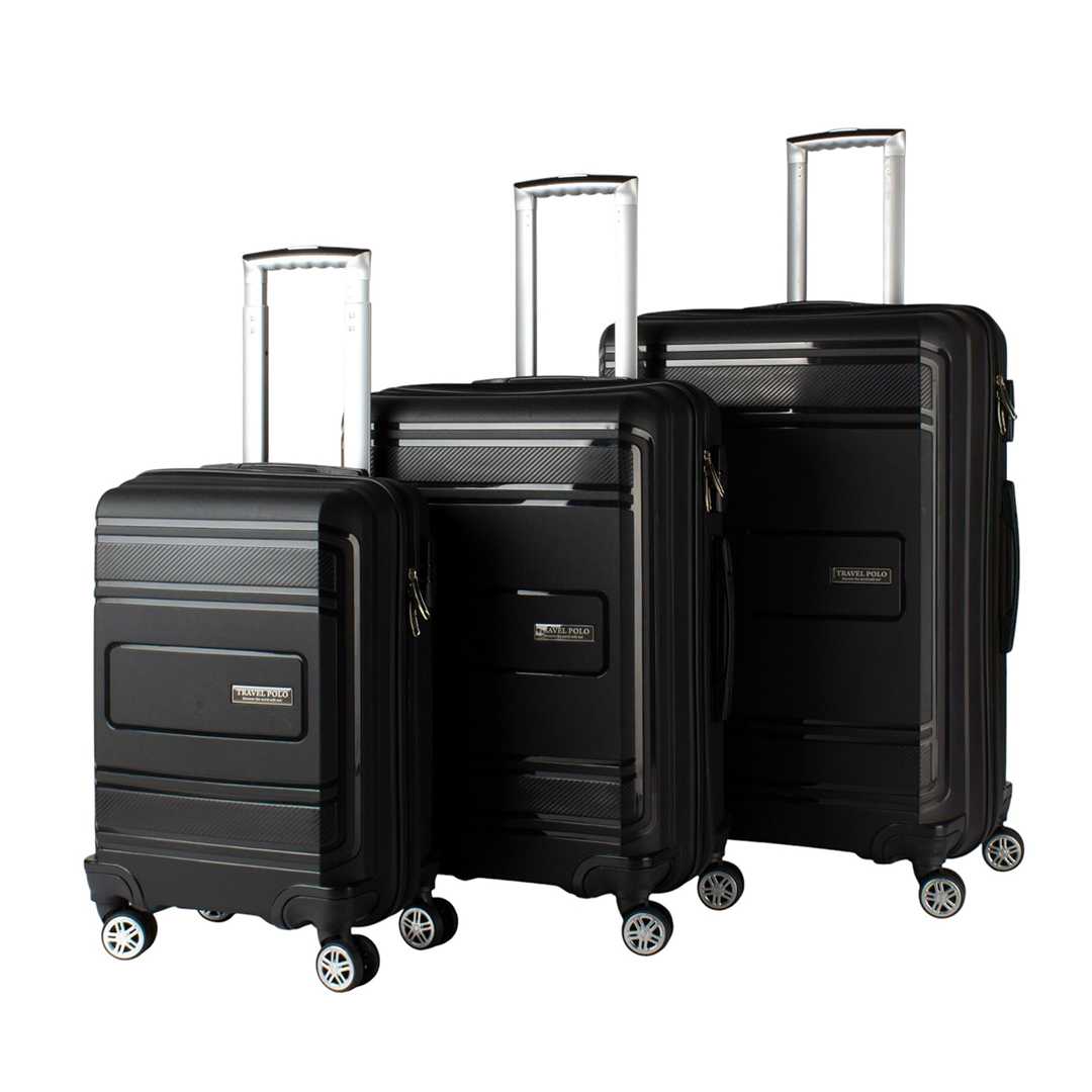 TRAVEL POLO VALİZ PP KIRILMAZ A1017 SİYAH 3 LÜ SET 1