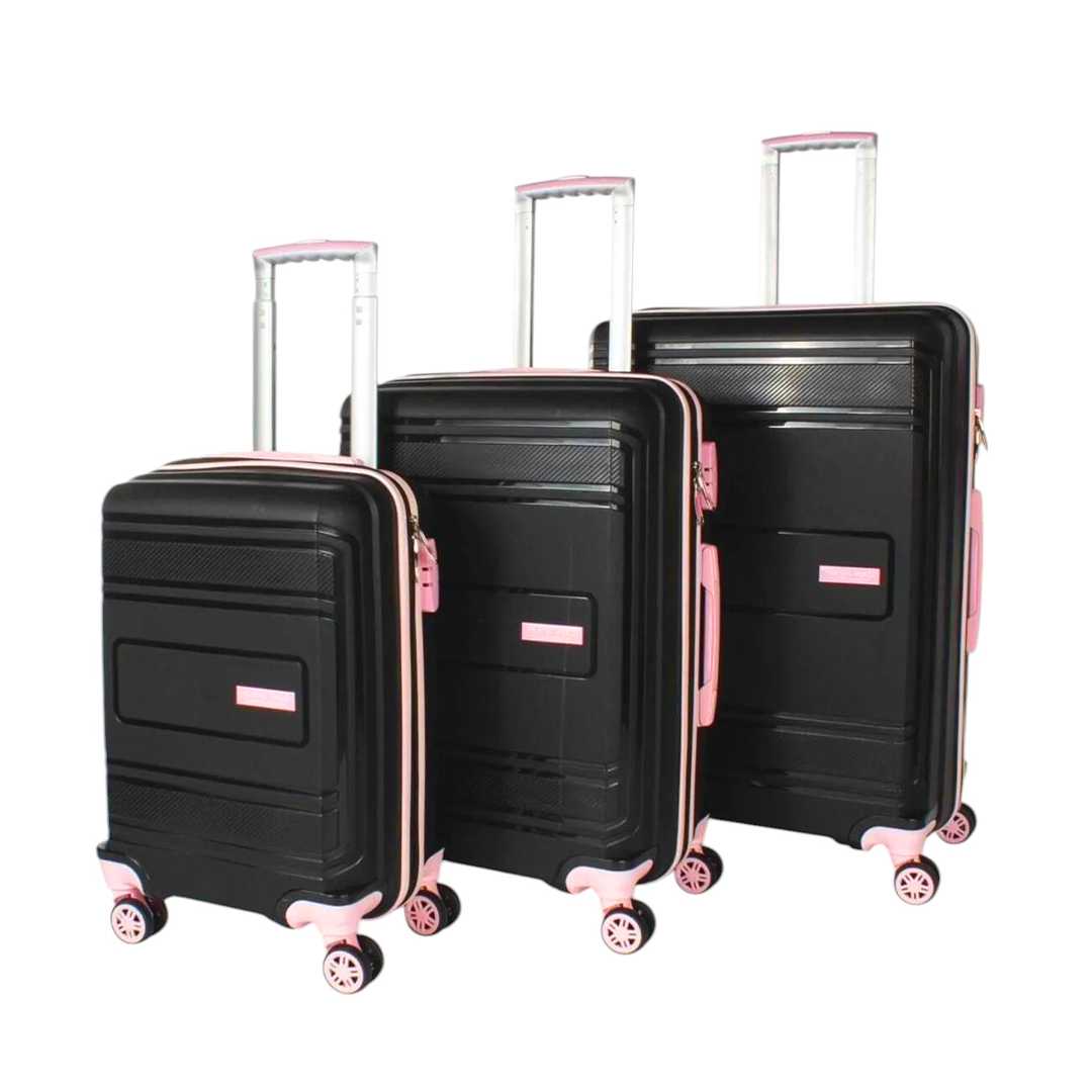 TRAVEL POLO VALİZ PP KIRILMAZ A1017 SİYAH-PUDRA 3 LÜ SET 1