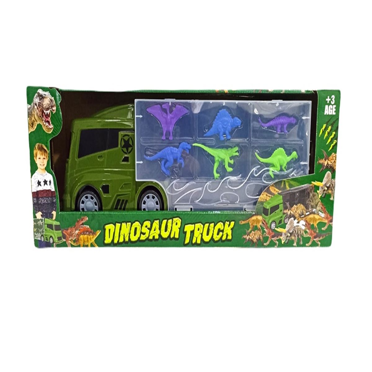 KİNG TOYS SÜRTMELİ TIR LAL2019 ÇANTALI DİNOSAUR TRUCK 14 PARÇA 3+ 1