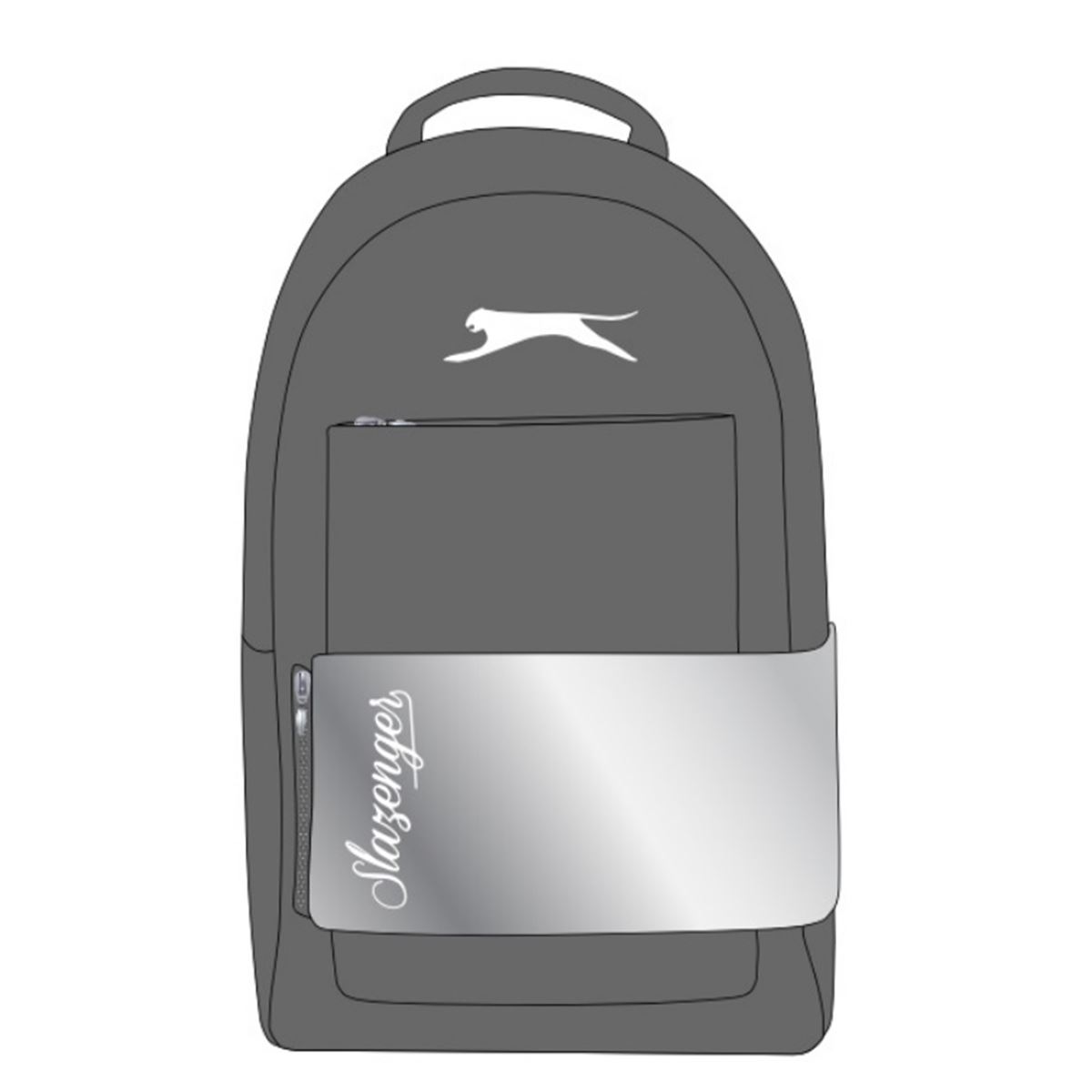 SLAZENGER OKUL ÇANTASI 23146 GRİ ÖNÜ GÜMÜŞ BANT ÜÇ BÖLMELİ 1