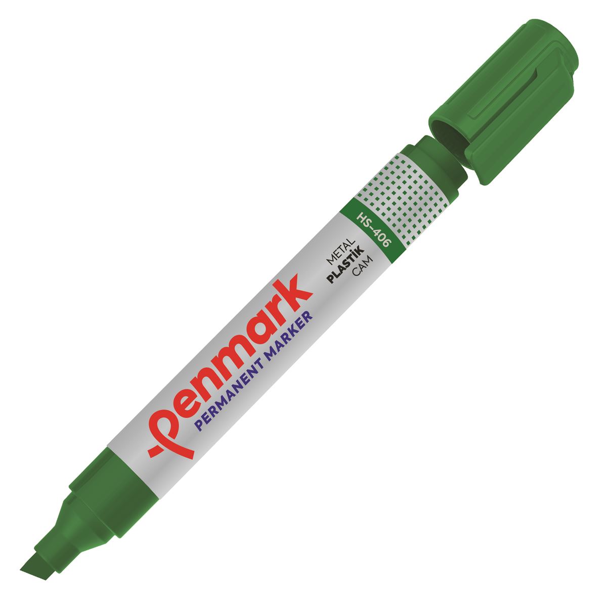 PENMARK PERMANENT MARKÖR HS 406 04 KESİK UÇ YEŞİL 12 Lİ 1