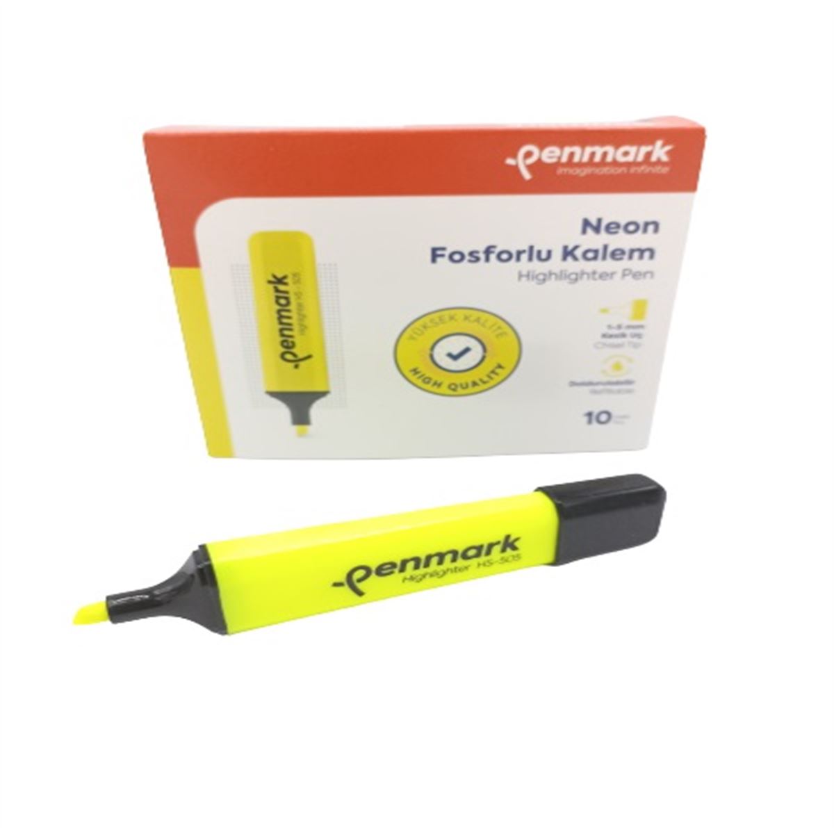 PENMARK FOSFORLU KALEM NEON SARI 10 LU HS-505-01 1