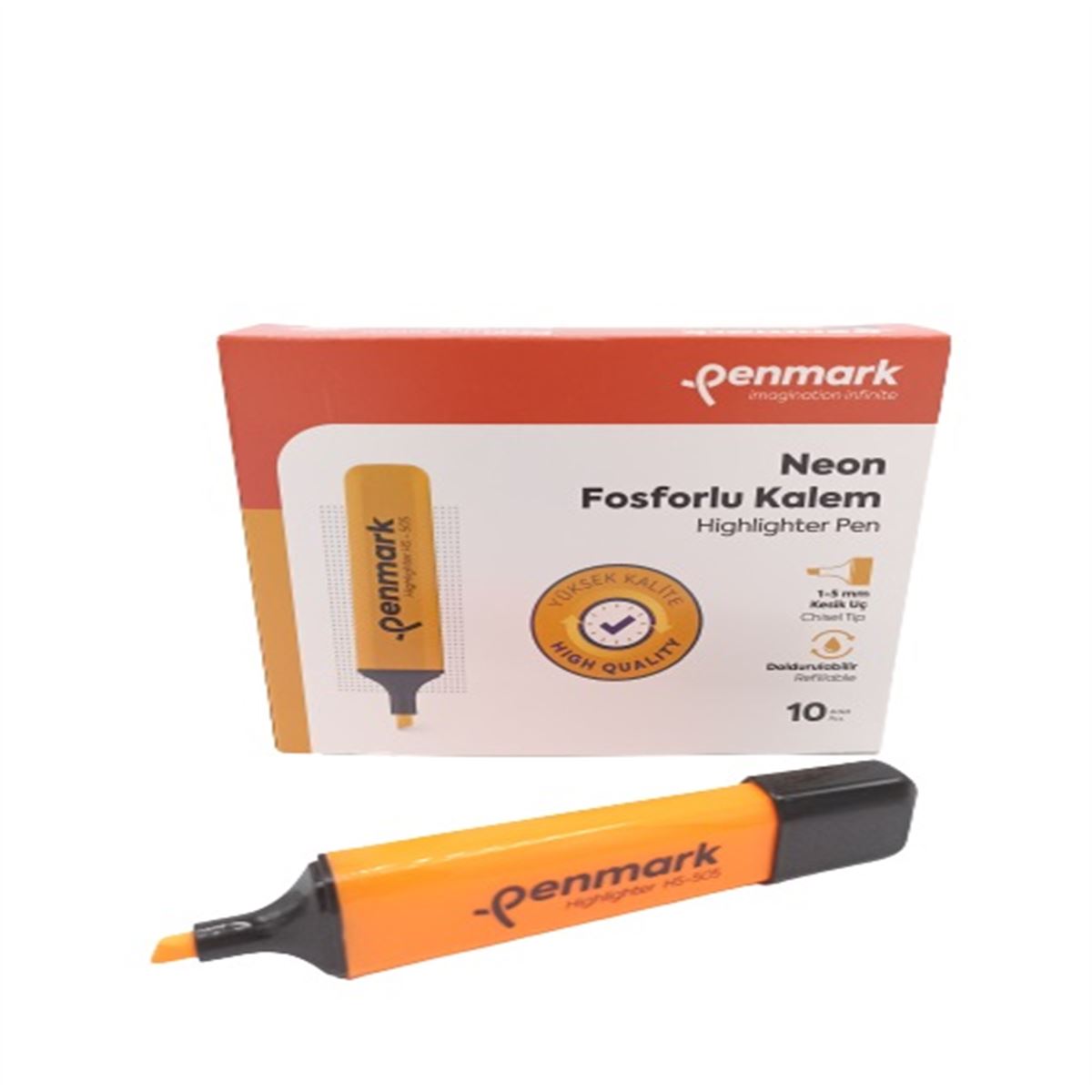 PENMARK FOSFORLU KALEM NEON TURUNCU 10 LU HS-505-03 1