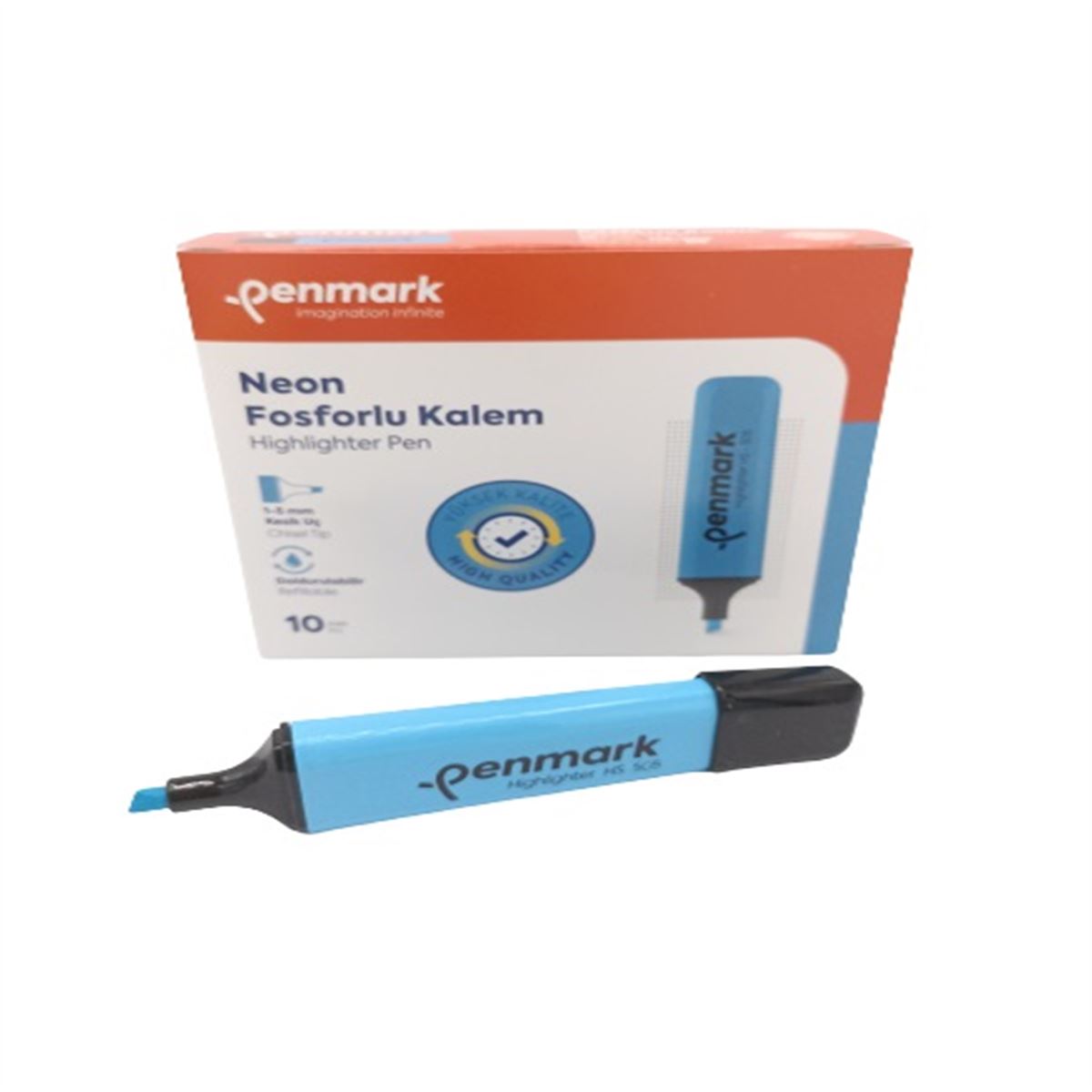 PENMARK FOSFORLU KALEM NEON MAVİ 10 LU HS-505-06 1
