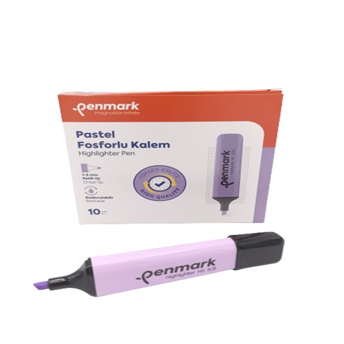 PENMARK FOSFORLU KALEM PASTEL LAVANTA 10 LU HS-505-07 1