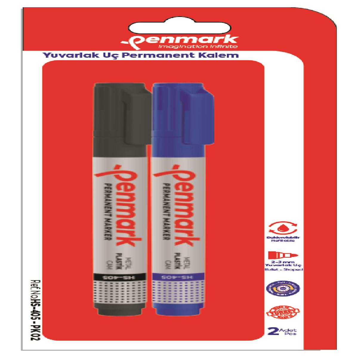 PENMARK PERMANENT MARKÖR HS 405 PK 02 YUVARLAK UÇ 2 Lİ 1