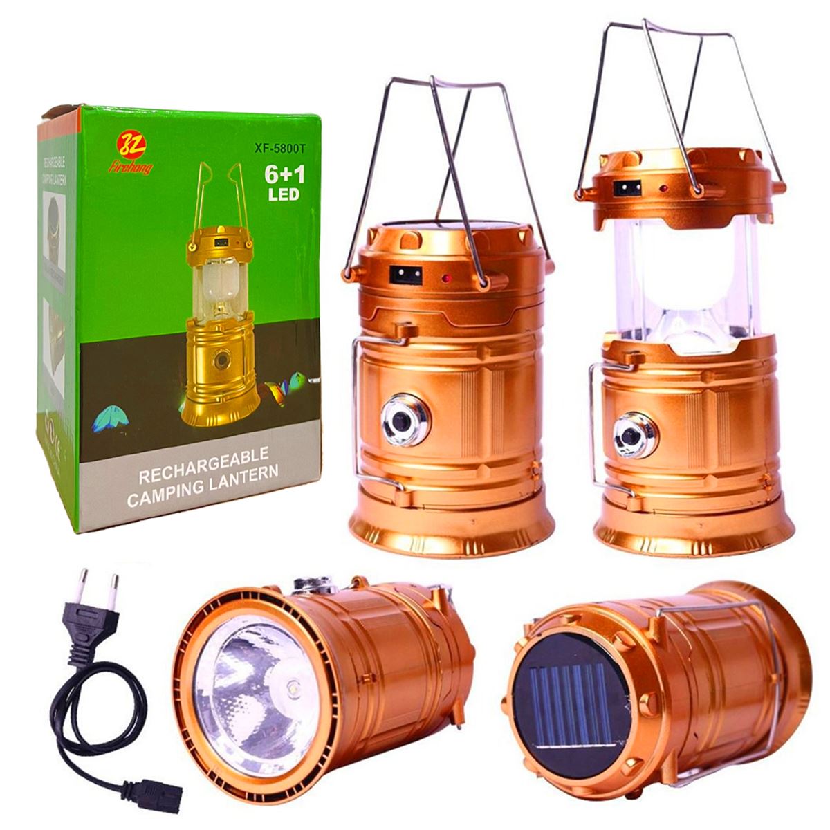 DEMPOWER KAMP EL FENERİ DP-70 GÜNEŞ ENERJİLİ ŞARJLI 6+1 LED 1