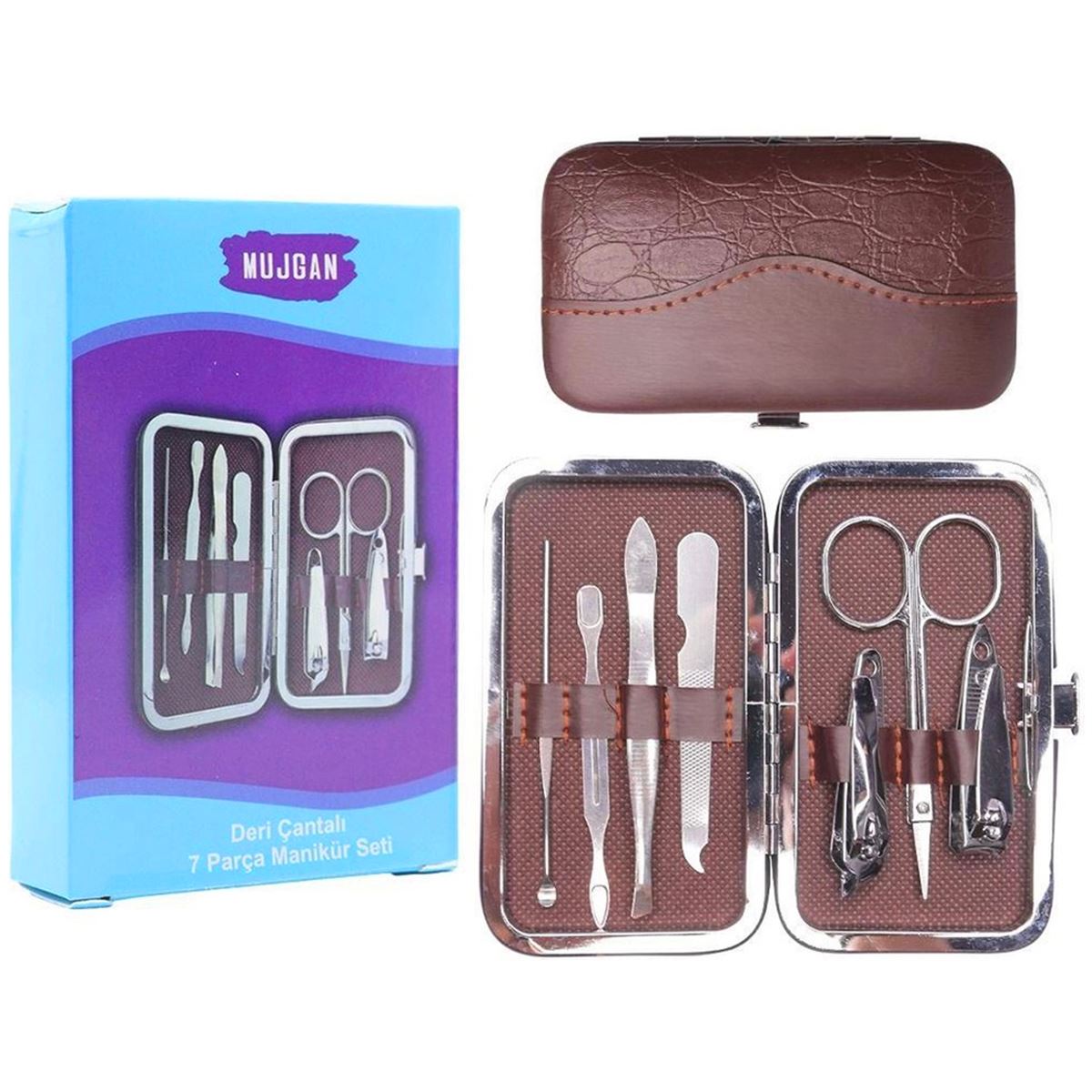 MÜJGAN MANİKÜR TIRNAK SETİ MJGN-124 DERİ ÇANTALI 7 PARÇA 1