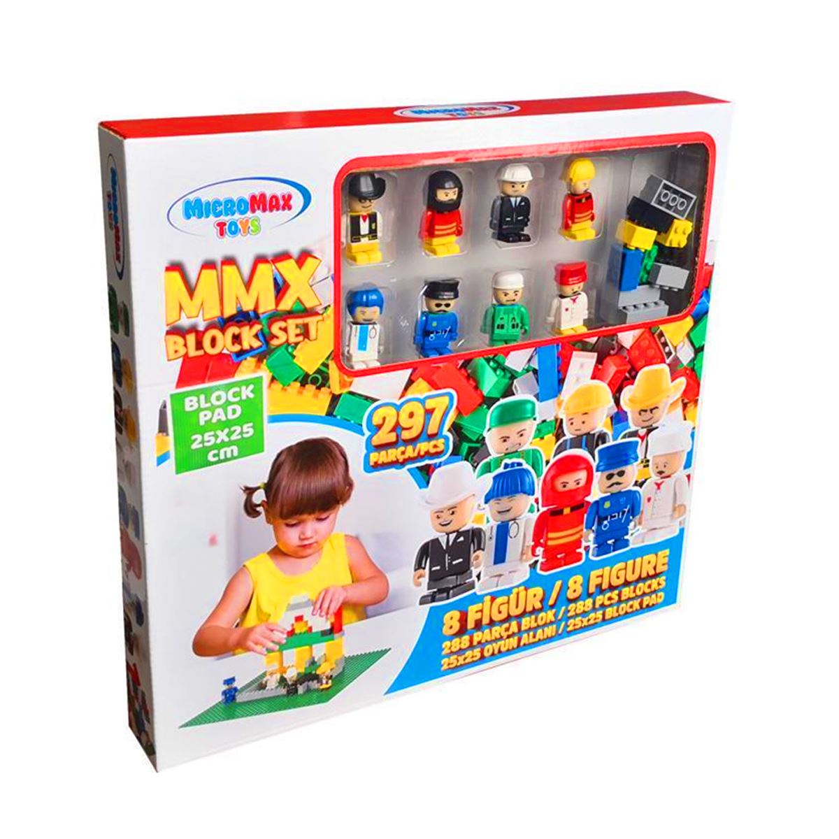 MİCROMAX MMX BLOCKS SET 02-036 8 FİGÜR 288 PARÇA BLOK 25X25 OYUN ALANI 297 PARÇA 3+ 1