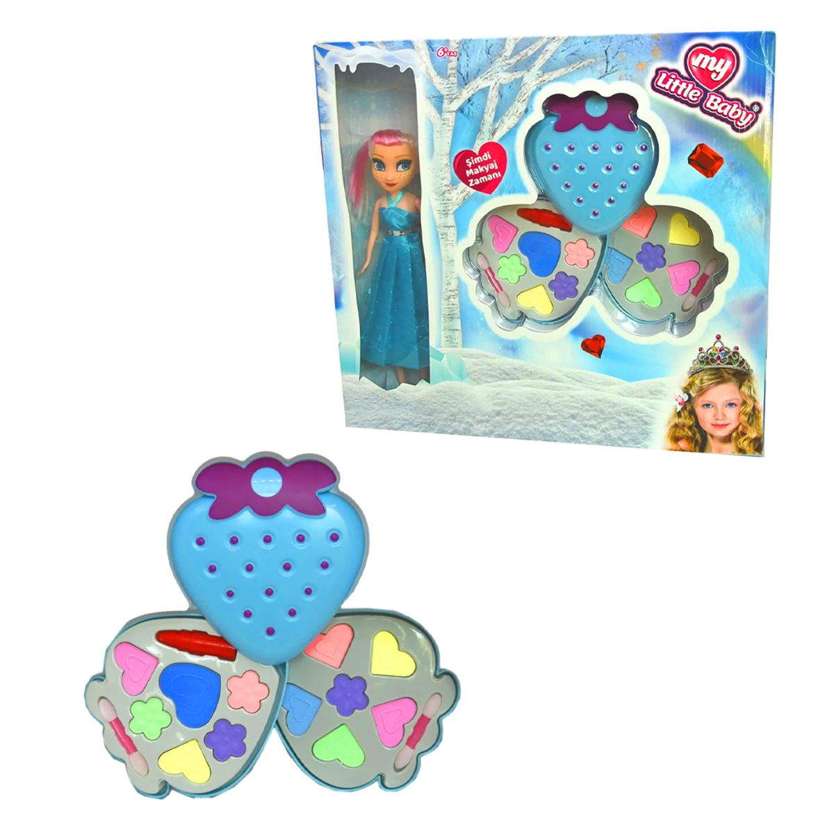 MY LİTTLE BABY 05 818 MAKYAJ SETİ KARLAR PRENSESİ ÇİLEK KUTULU İKİLİ 6+ 1