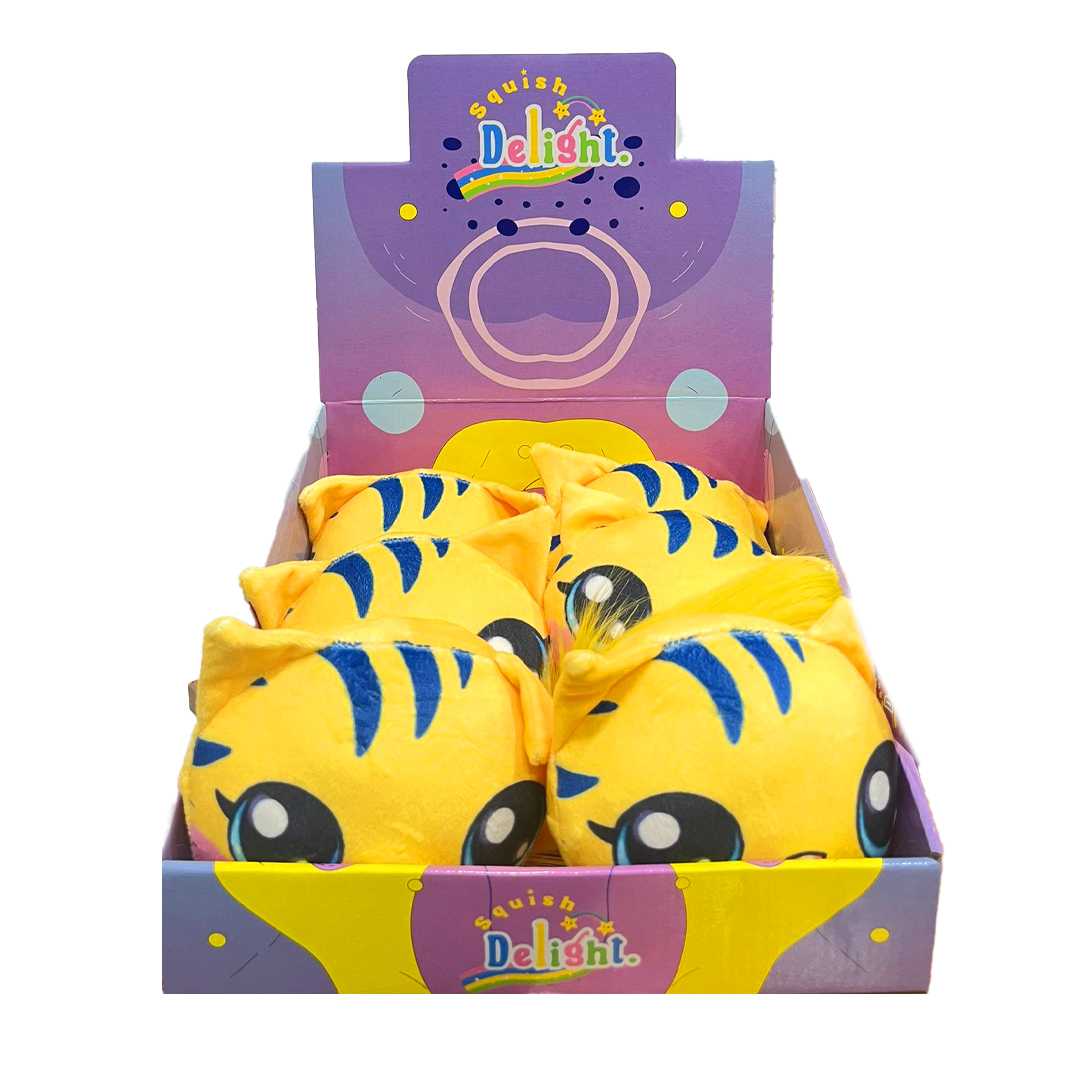 2C SQUİSH DELİGHT KÖPÜK OYUNCAK KUYRUKLU KEDİ SARI 13 CM 6 LI 1