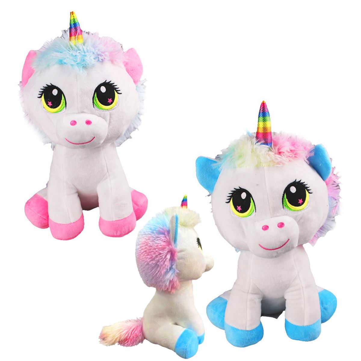 HALLEY PELÜŞ PL62218 PEMBE MAVİ PATİLİ UNİCORN 35 CM 1