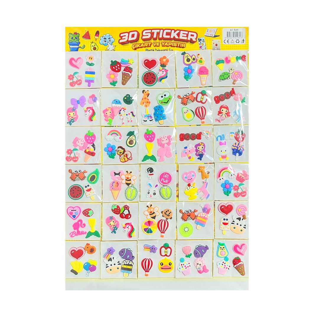 ALT 3D STİCKER ALT-3039 PLASTİK DEKORATİF SÜS ÇIKART VE YAPIŞTIR 30 LU 1