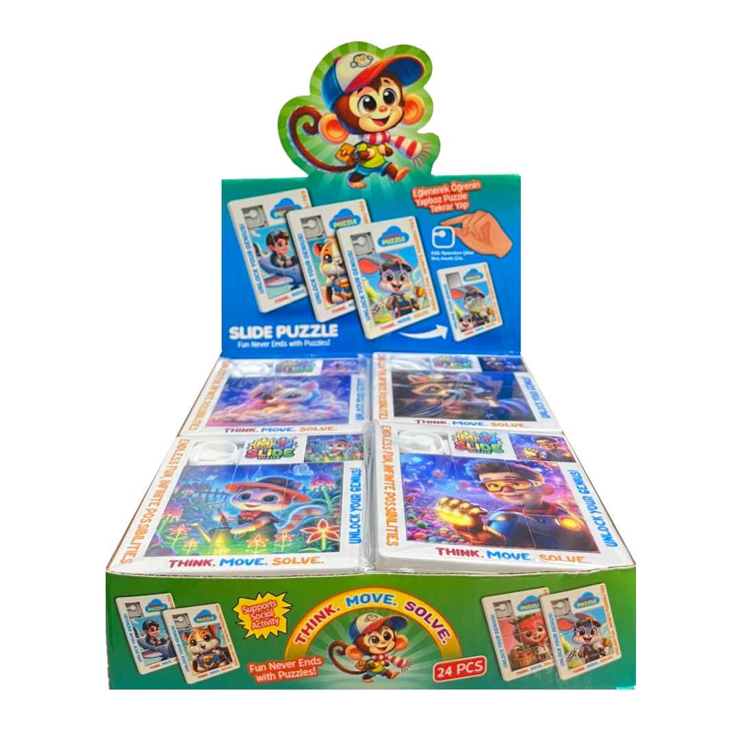 SLİDE PUZZLE ALT-3051 KAYDIRMALI PUZZLE BÜYÜK 3X3 KUTULU 24 LÜ 3+ 1