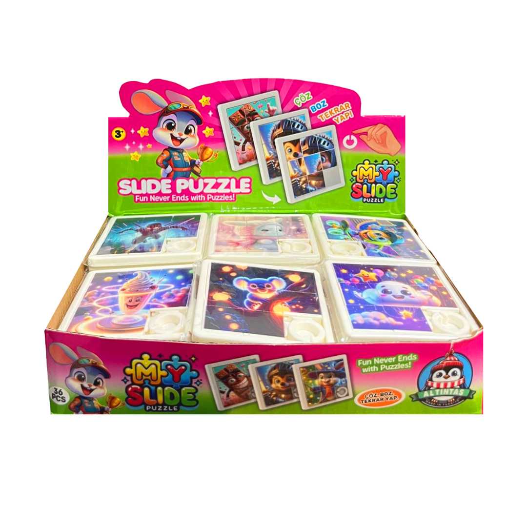 SLİDE PUZZLE ALT-3050 KAYDIRMALI PUZZLE KÜÇÜK 3X3 KUTULU 36 LI 3+ 1