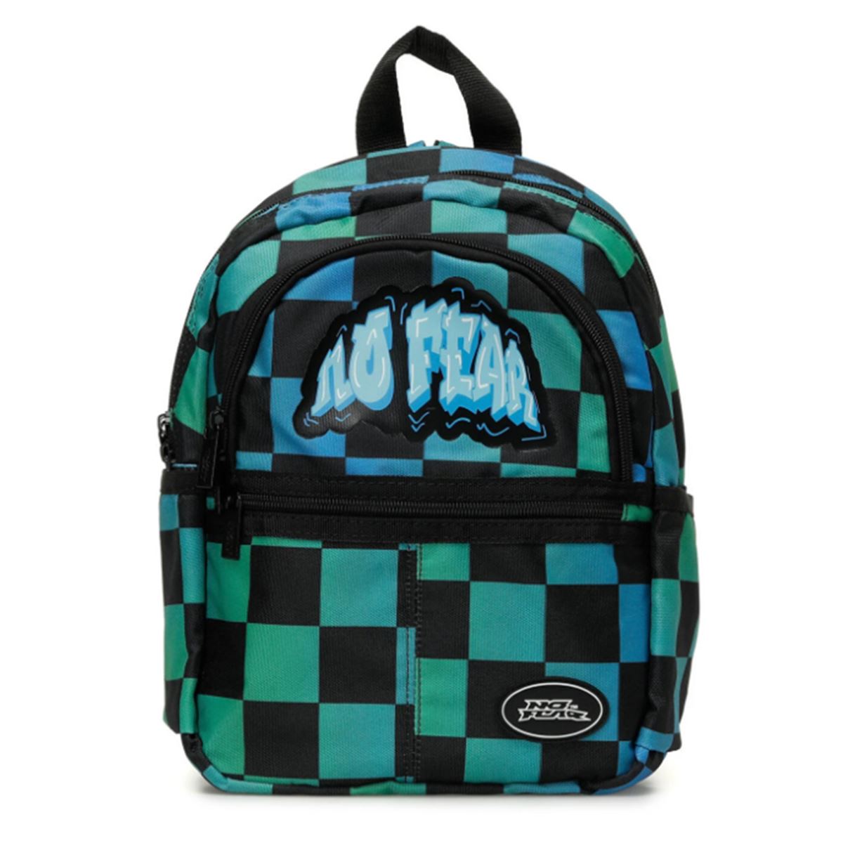 NO FEAR OKUL ÇANTASI 03579 MAVİ YEŞİL DAMALI ÜÇ BÖLMELİ 1