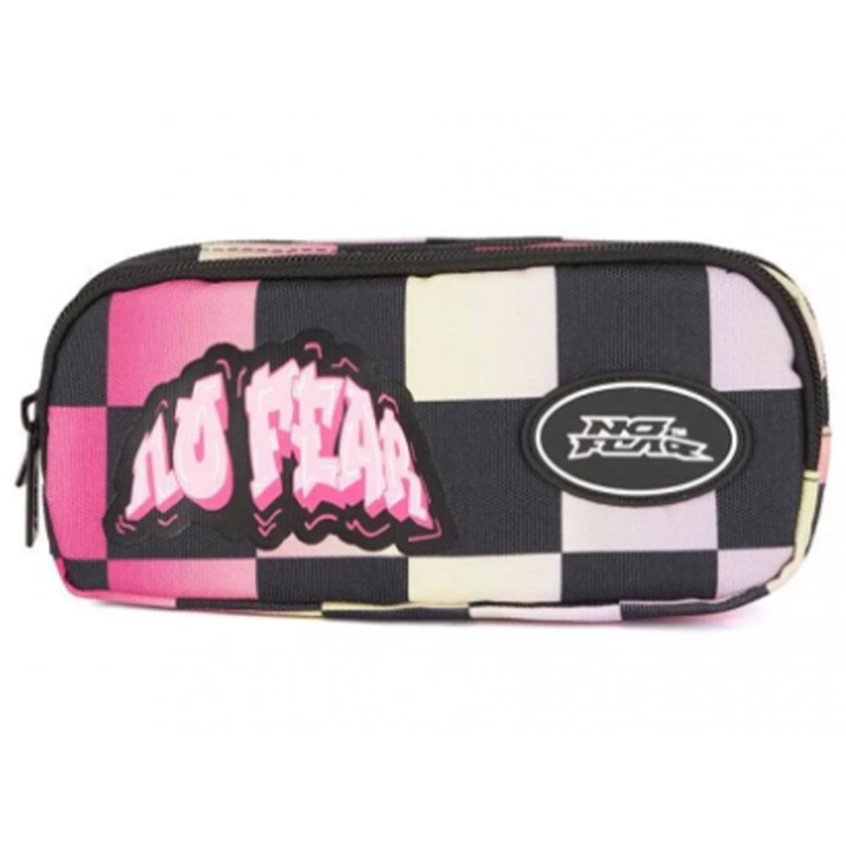 NO FEAR KALEM ÇANTASI 03586 PEMBE SARI DAMALI ÇİFT BÖLMELİ 1